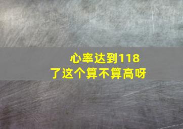 心率达到118了这个算不算高呀