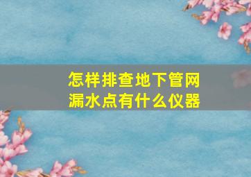 怎样排查地下管网漏水点有什么仪器