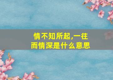 情不知所起,一往而情深是什么意思