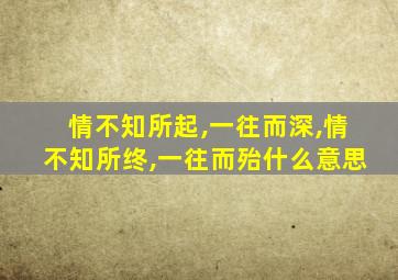 情不知所起,一往而深,情不知所终,一往而殆什么意思