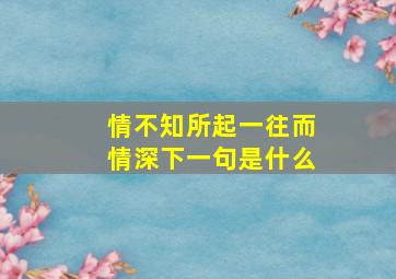 情不知所起一往而情深下一句是什么