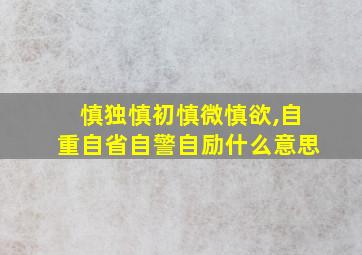 慎独慎初慎微慎欲,自重自省自警自励什么意思