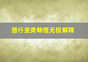 慧行坚勇畅恒无极解释