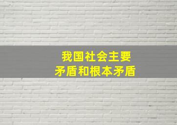 我国社会主要矛盾和根本矛盾