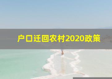 户口迁回农村2020政策