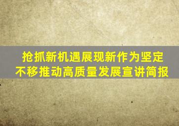 抢抓新机遇展现新作为坚定不移推动高质量发展宣讲简报