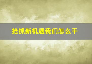 抢抓新机遇我们怎么干