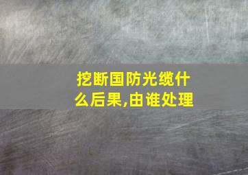 挖断国防光缆什么后果,由谁处理