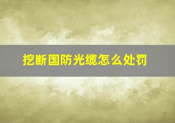 挖断国防光缆怎么处罚