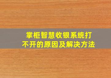 掌柜智慧收银系统打不开的原因及解决方法