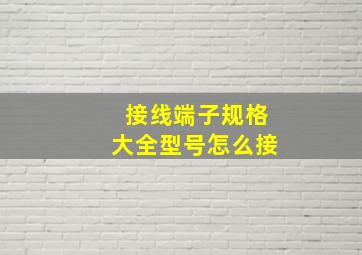 接线端子规格大全型号怎么接