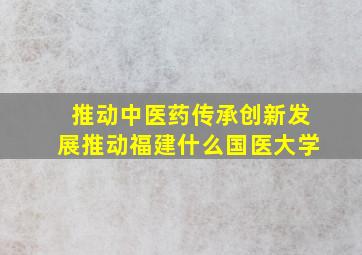 推动中医药传承创新发展推动福建什么国医大学