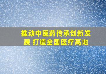 推动中医药传承创新发展 打造全国医疗高地