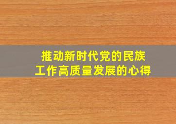 推动新时代党的民族工作高质量发展的心得