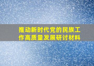 推动新时代党的民族工作高质量发展研讨材料