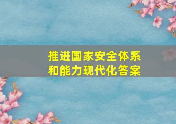 推进国家安全体系和能力现代化答案