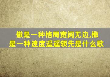 撒是一种格局宽阔无边,撒是一种速度遥遥领先是什么歌