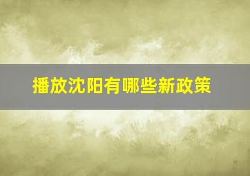 播放沈阳有哪些新政策