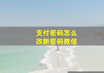 支付密码怎么改新密码微信