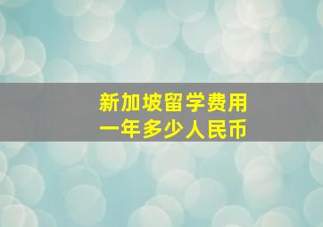 新加坡留学费用一年多少人民币