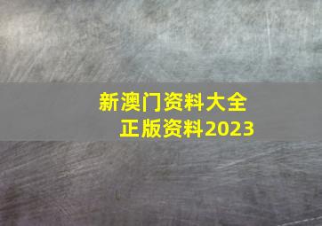 新澳门资料大全正版资料2023