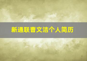 新通联曹文洁个人简历