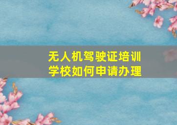 无人机驾驶证培训学校如何申请办理