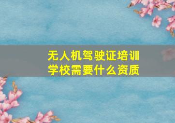 无人机驾驶证培训学校需要什么资质