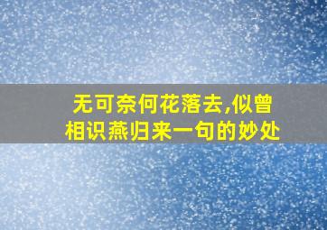 无可奈何花落去,似曾相识燕归来一句的妙处