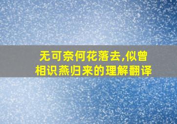 无可奈何花落去,似曾相识燕归来的理解翻译