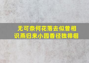 无可奈何花落去似曾相识燕归来小园香径独徘徊