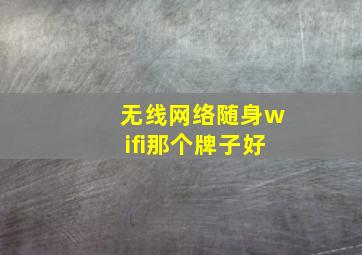 无线网络随身wifi那个牌子好