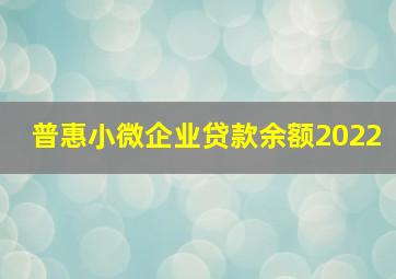 普惠小微企业贷款余额2022