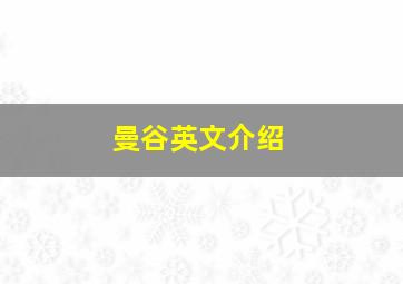 曼谷英文介绍