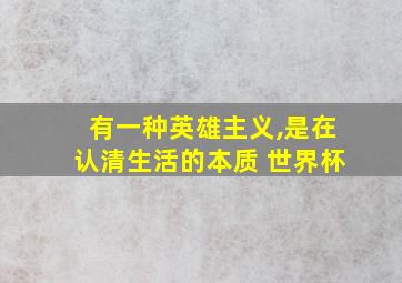 有一种英雄主义,是在认清生活的本质 世界杯