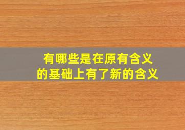 有哪些是在原有含义的基础上有了新的含义