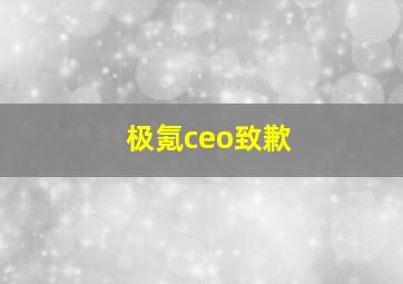 极氪ceo致歉