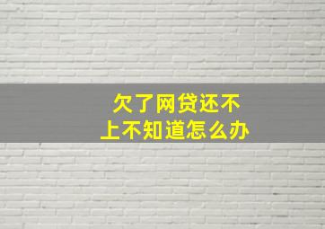 欠了网贷还不上不知道怎么办