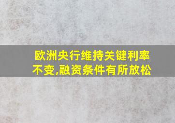 欧洲央行维持关键利率不变,融资条件有所放松