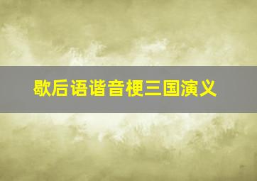 歇后语谐音梗三国演义