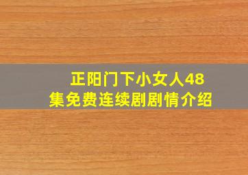 正阳门下小女人48集免费连续剧剧情介绍