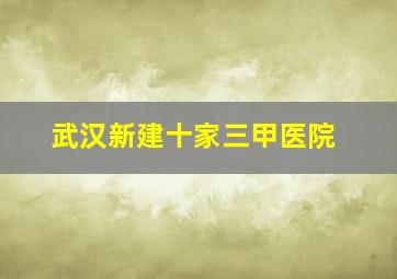 武汉新建十家三甲医院