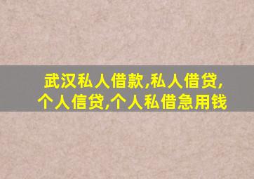 武汉私人借款,私人借贷,个人信贷,个人私借急用钱