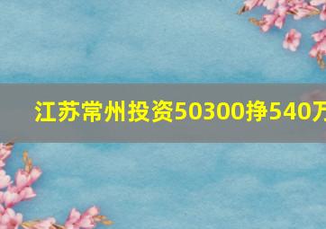 江苏常州投资50300挣540万