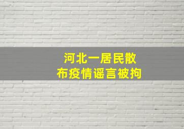 河北一居民散布疫情谣言被拘