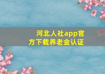 河北人社app官方下载养老金认证