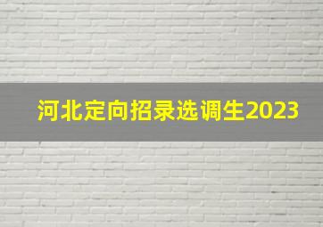 河北定向招录选调生2023