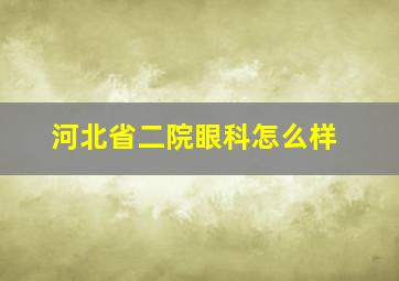 河北省二院眼科怎么样