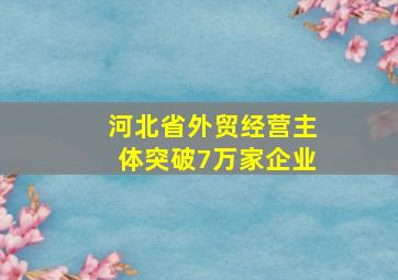 河北省外贸经营主体突破7万家企业