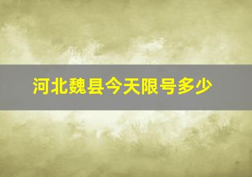 河北魏县今天限号多少